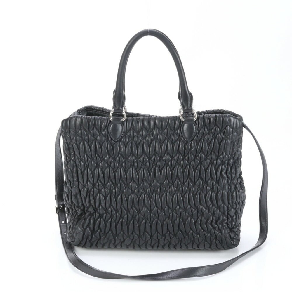 MIU MIU Matelasse Nappa Crystal Leather Shoulder Bag Black - Picture 6 of 15